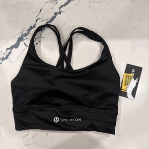 NWT Lululemon X Peloton Energy Longline Womens Sports Bra Size 4 Black